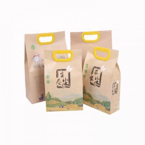 Grossistpris anpassad logotyptryck hållbar fuktbeständig storlek 2,5 kg 5 kg kraftpapper risförpackning