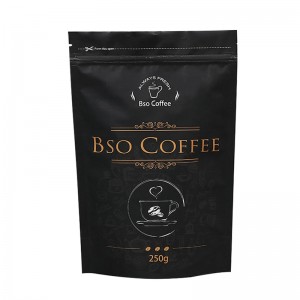 Anpassad logotyp kaffepåsar återanvändbar stand up-väska med ziplock Förpackningspåsar för kaffe